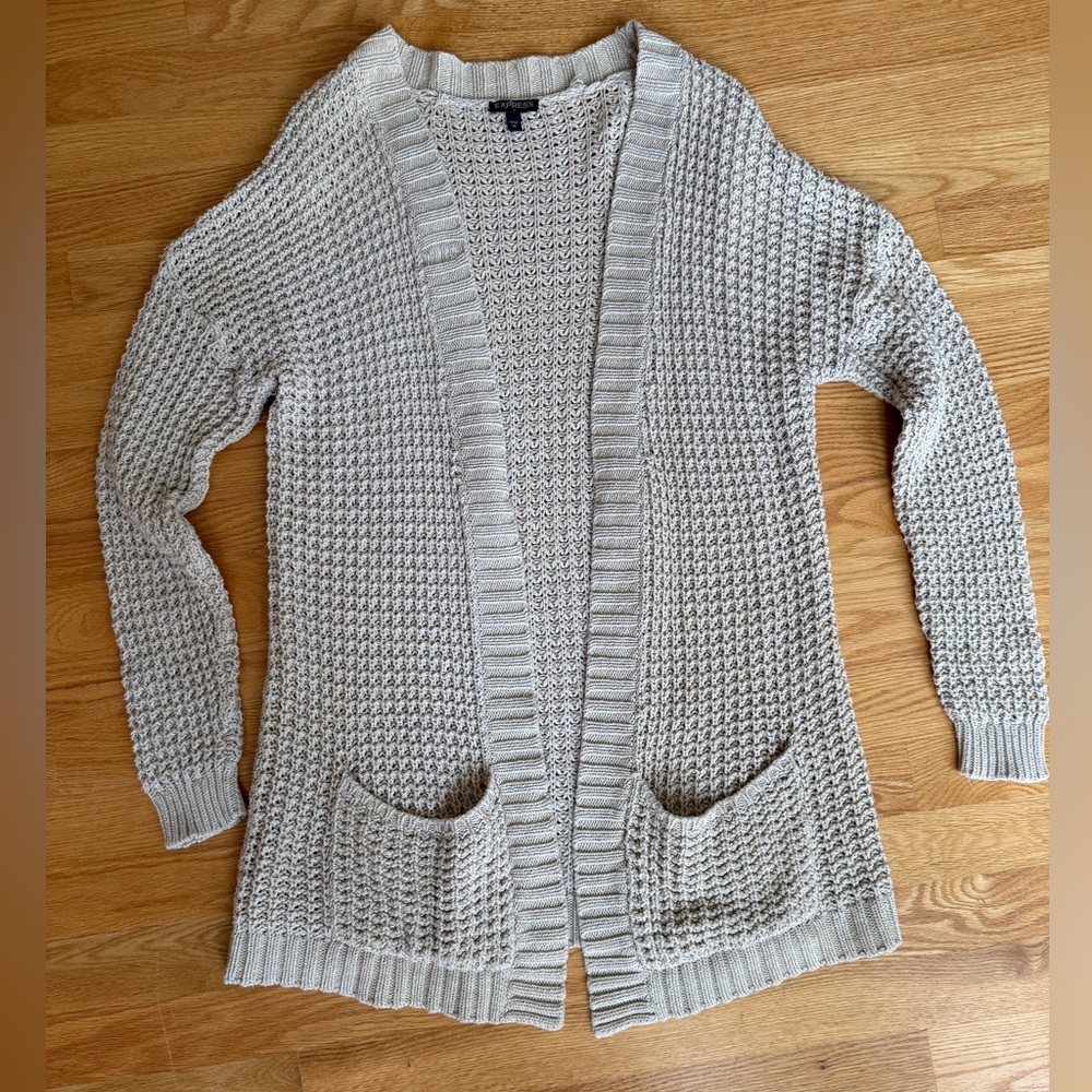 Express Light Gray Knit Cardigan